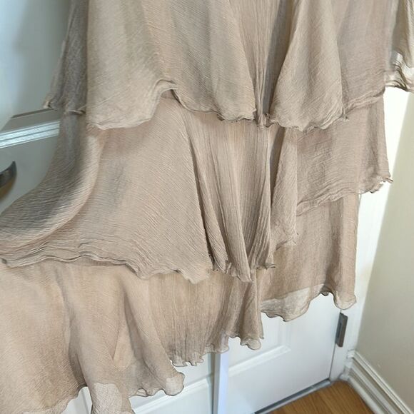 Ralph Lauren - Black Label Silk Ruffle Tiered Midi Skirt - Size 6, Light Brown - Picture 12 of 15